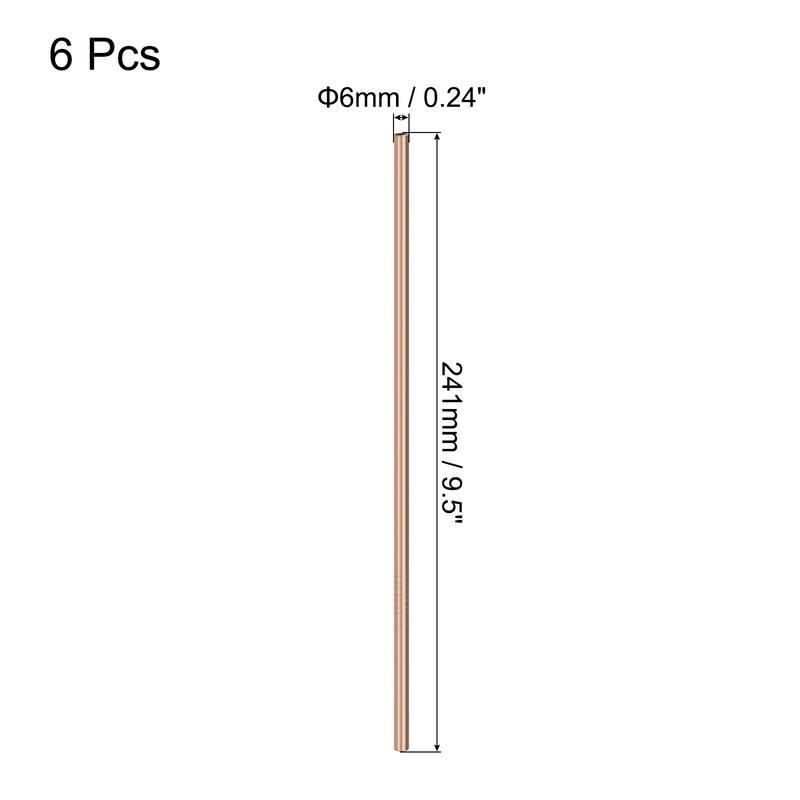 Reusable Metal Straws 6Pcs, Stainless Steel Straight Straw 9.5" Long