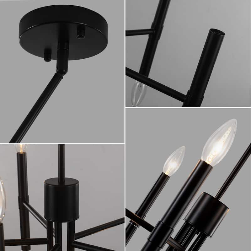 10 - Light Modern candle Chandelier with Adjustable Height, Sleek Linear Design for Dining Room, Living Room