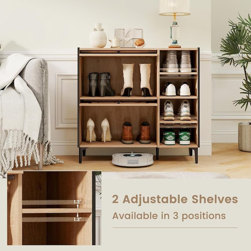 Freestanding Wood Shoe Cabinet Entry Way Shoe Rack Cabinet
