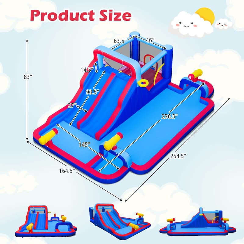 Costway Inflatable Water Slide Park Kids Bounce House Splash Pool - See Details