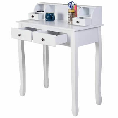 White Vanity Makeup Dressing Table with 4 Drawers - 31.5'' x 16'' x 37'' (L x W x H)