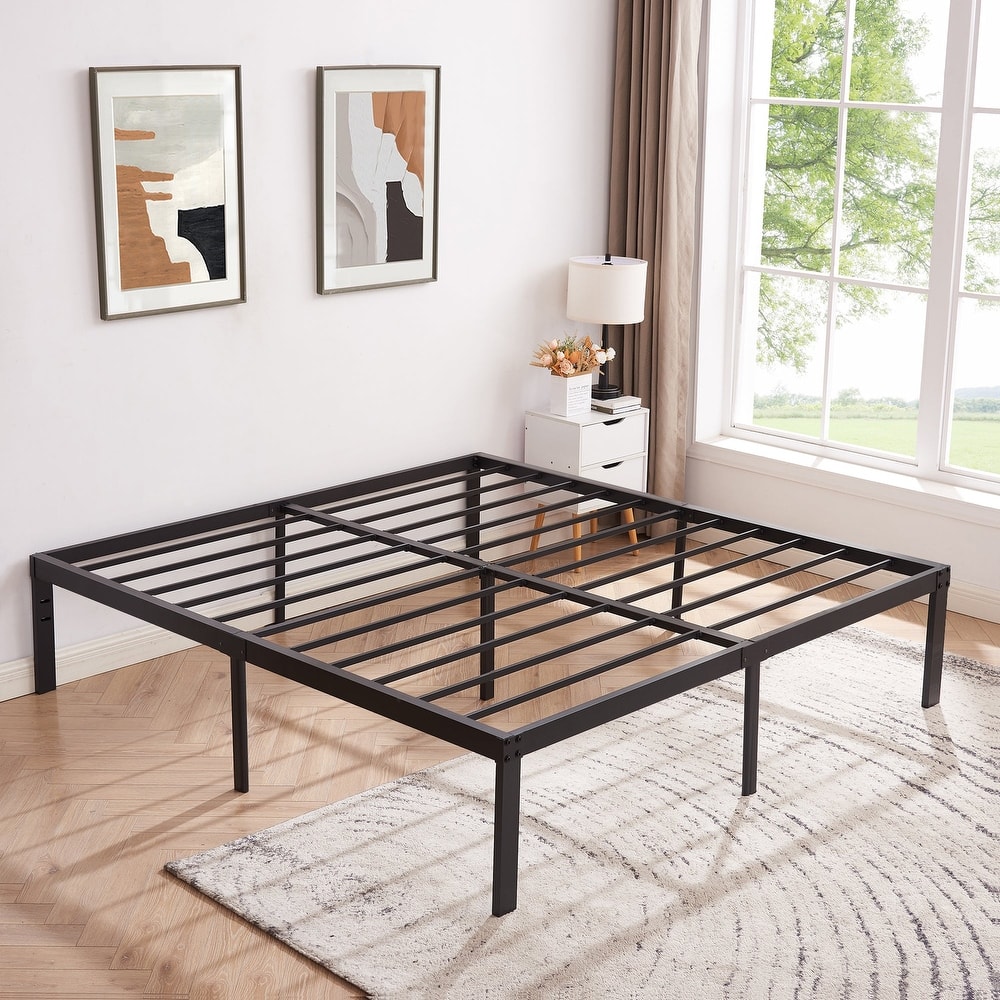 Black Metal Platform Bed Frame, 14.2-inch/16-inch/18-inch platform Bed Frame, 12 Options