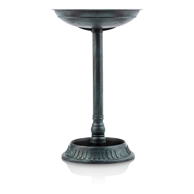Alpine Corporation 25" Tall Outdoor Birdbath with Planter Yard Statue, Green