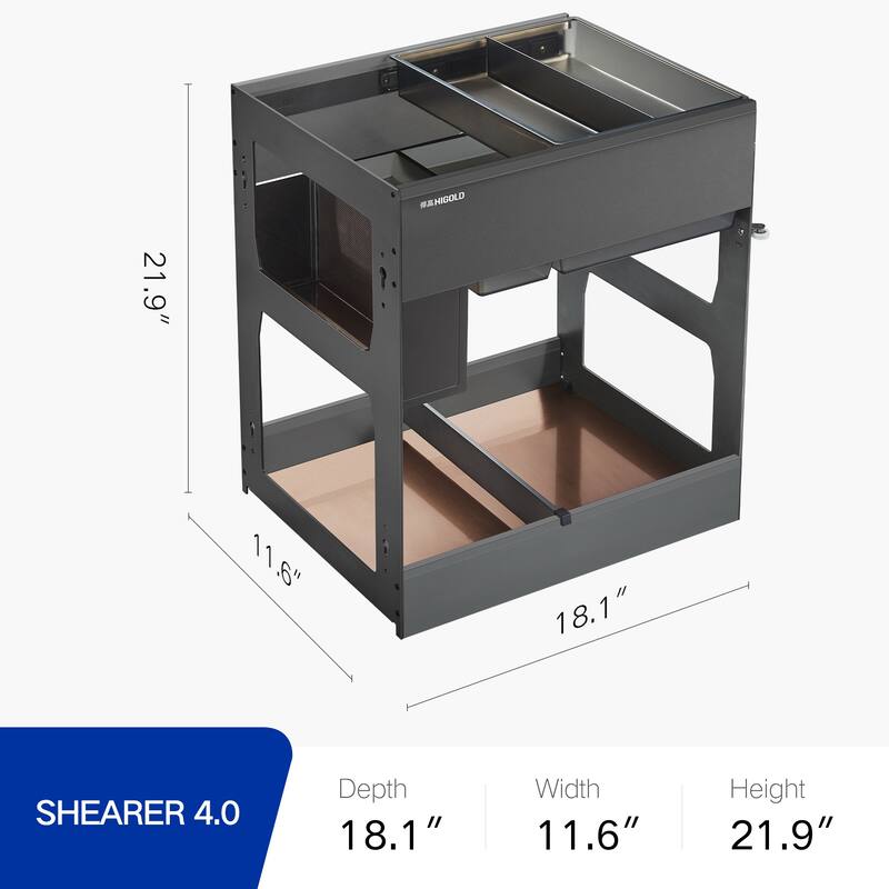 HIGOLD Shearer 4.0 Aluminum Pull Out Cabinet Organizer Side-out Seasoning Drawer for Kitchen 350mm