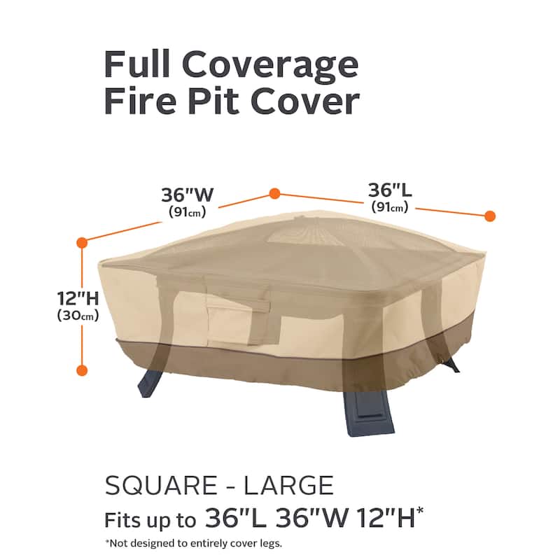 Classic Accessories Veranda Water-Resistant 36 Inch Full Coverage Square Fire Pit Cover