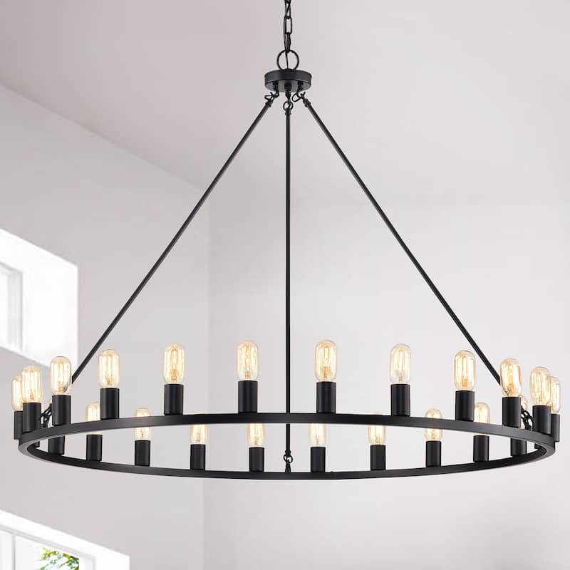 The Gray Barn Liam 48-inch Round Wagon Wheel 24-light Chandelier