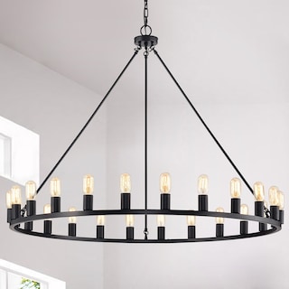 The Gray Barn Liam 48-inch Round Wagon Wheel 24-light Chandelier