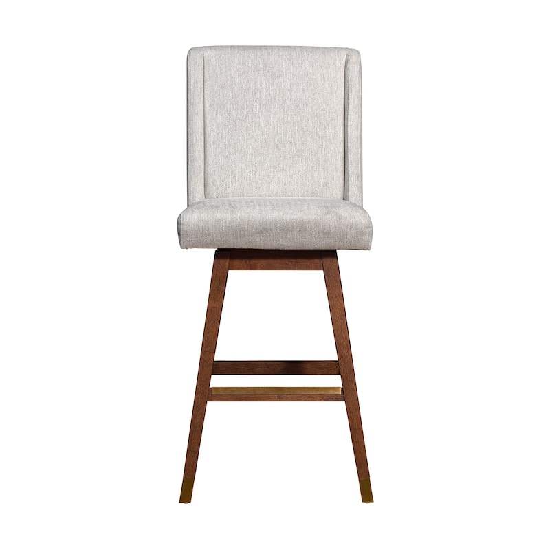 Stancoste Wingback Swivel Bar or Counter Stool with Wood Legs