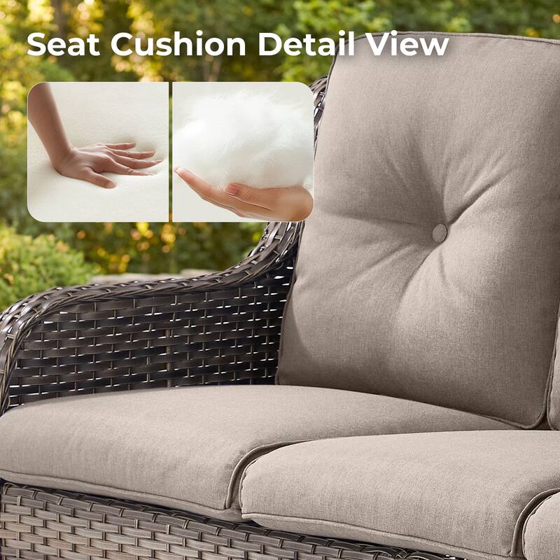 Pocassy Outdoor Patio Wciker Sofa Furniture Set of Chair Table.