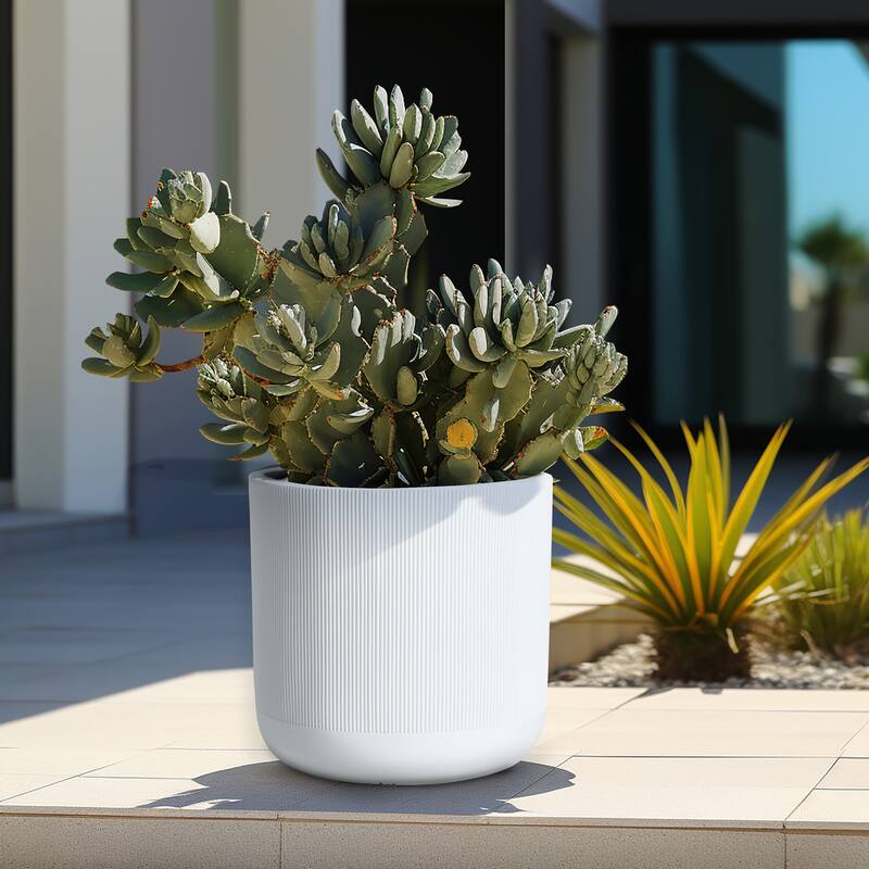 Round Striped Indoor/Outdoor MgO Planter