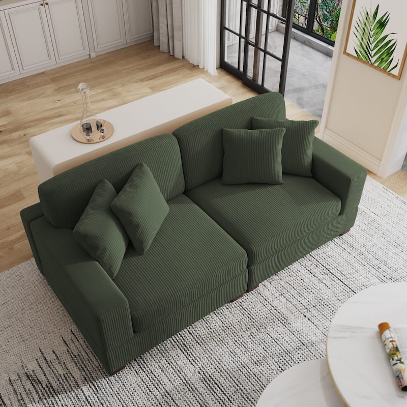 Oversized Modular Sectional Sofa Set with Pillows for Living Room - Green/2 Armchair
