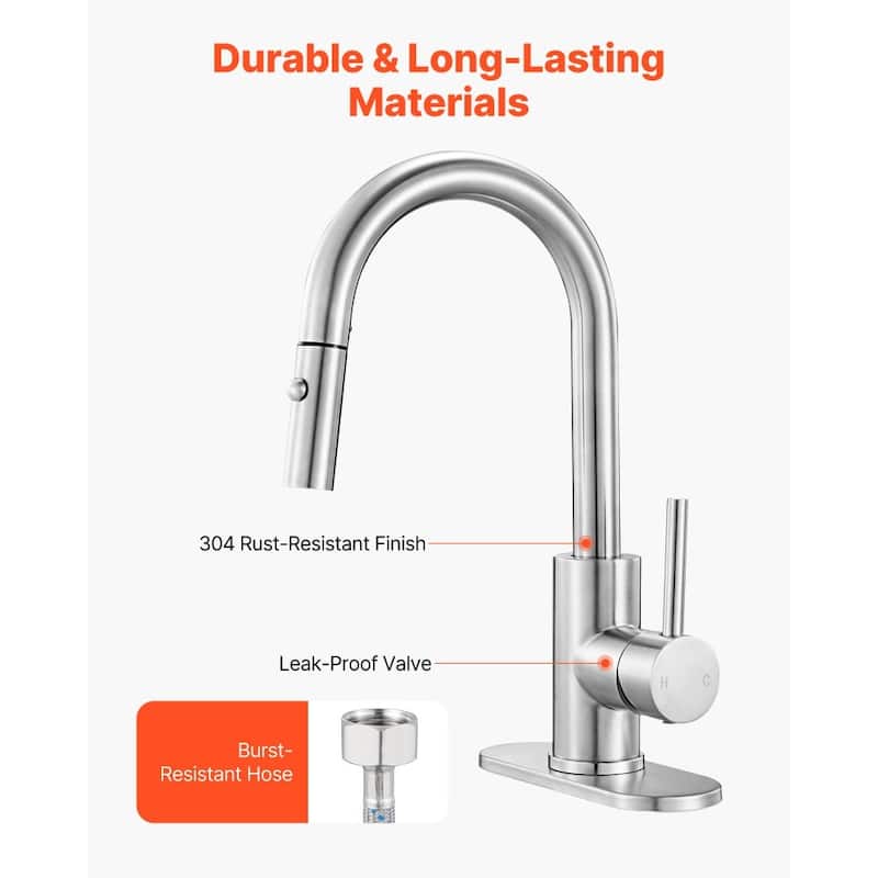 Silver Single-Handle Kitchen Faucet with Pull-Down Sprayer and Dual Mode - 7.48 x 1.89 x 14.17 inch