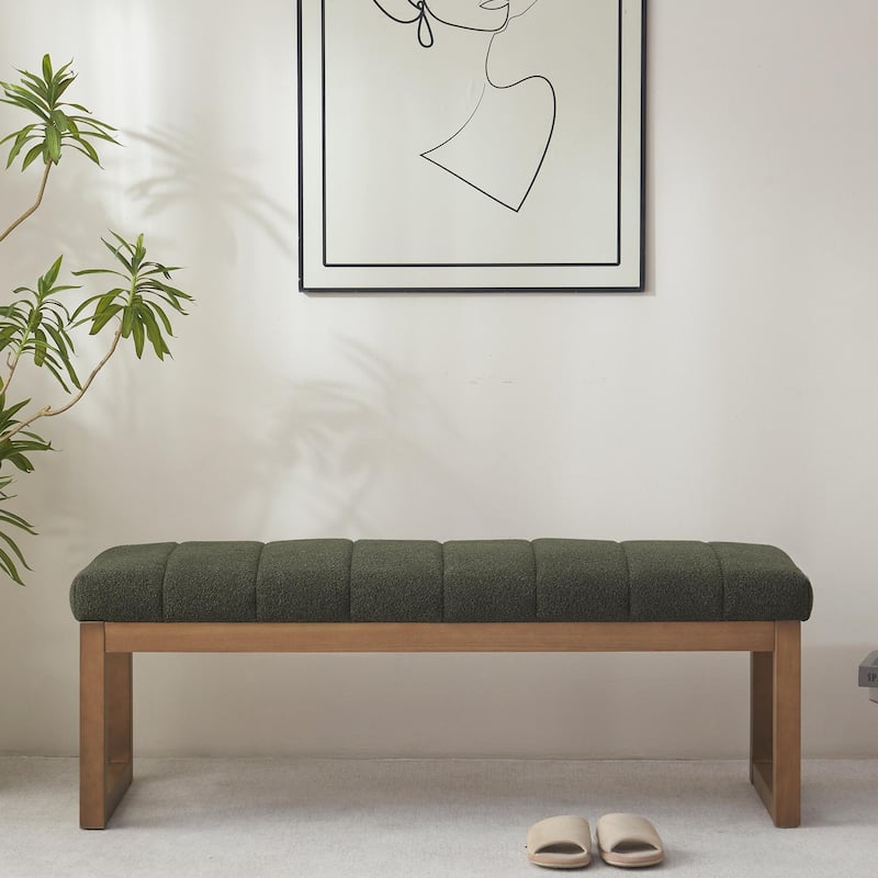 45" Entryway Upholstered Bench Shoe Rack Bench - Green