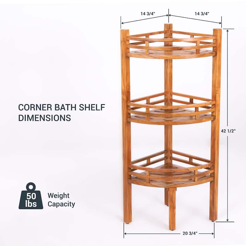 Cambridge Casual 3-Tier Estate Spa Teak Corner Shower Shelf