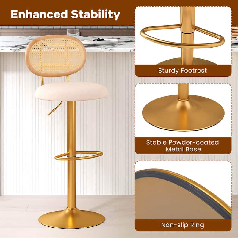 Costway Height-adjustable Bar Stool Set of 2 Swivel Bar Chairs with PE - See Details