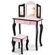 preview thumbnail 2 of 8, Costway Kid Vanity Set Wooden Makeup Table Stool Tri-Folding Mirror - See Details