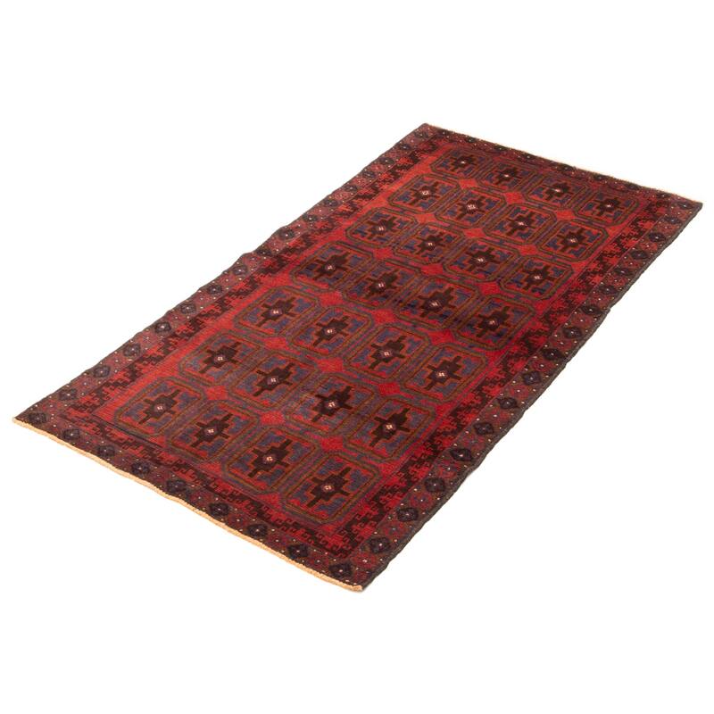 ECARPETGALLERY Hand-knotted Baluch Red Wool Rug - 3'5 x 6'6