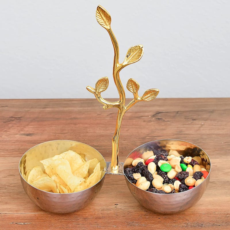 Berkware Textured Decorative Bowls with Gold Leaf Handle
