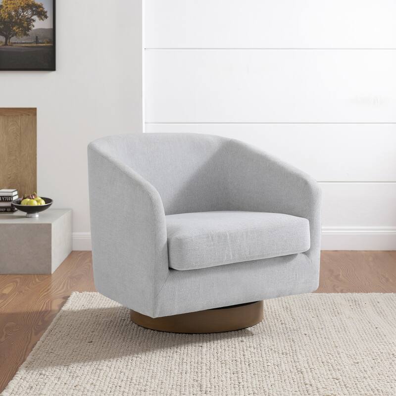 Modern 360°Swivel Barrel Chair - Beige/Chenille