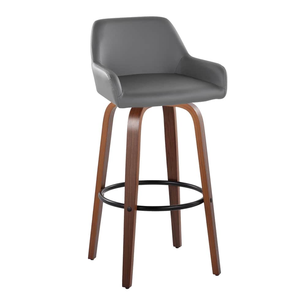 Porch & Den Galotti 30" Fixed-Height Bar Stool with Bent Wood Legs & Round Footrest (Set of 2)