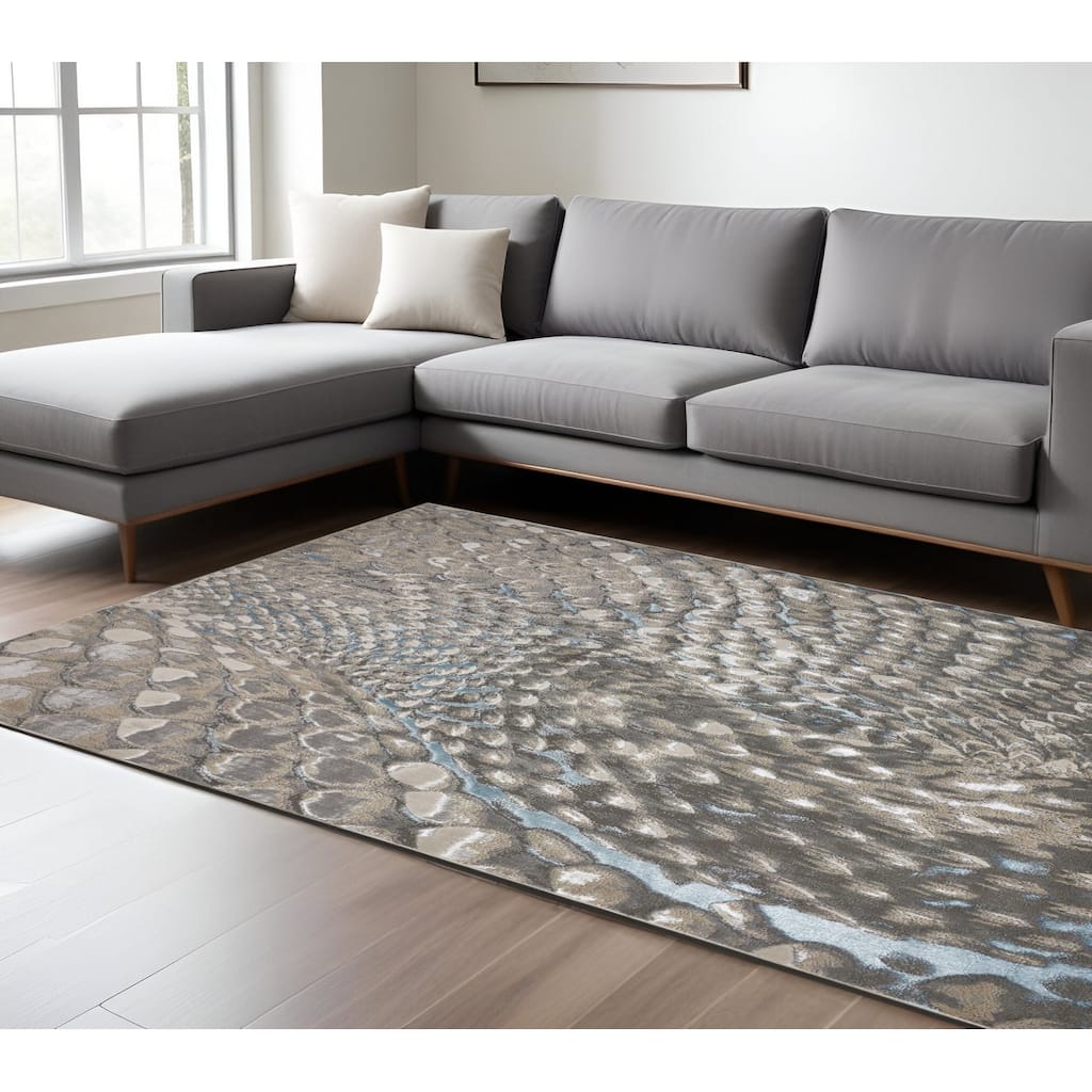 Zened Geometric Modern Non Skid Woven Area Rug By HomeRoots - 8' x 10'