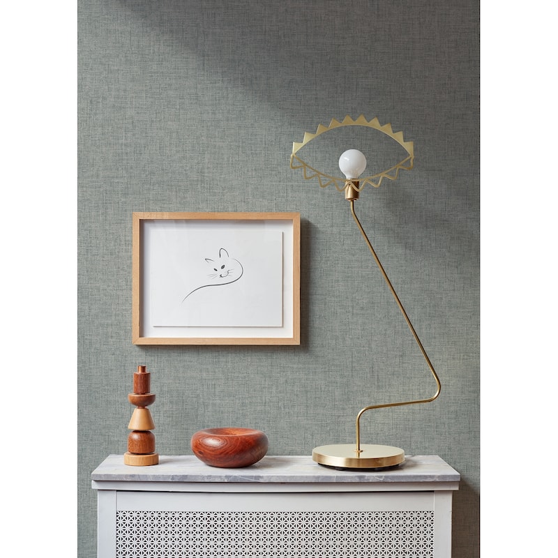 A-Street Prints Bentley Slate Faux Linen Wallpaper