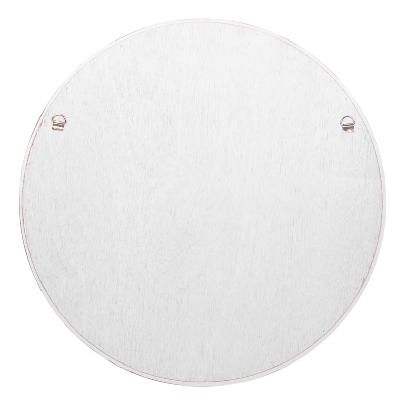 Jemma White Capiz Mosaic Round Wall Mirror by East at Main