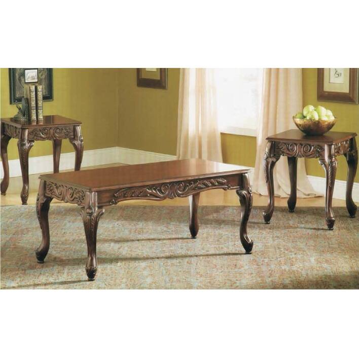 Traditional Rectangular 3-piece Table Set with Coffee Table and 2 End Tables for Living Room