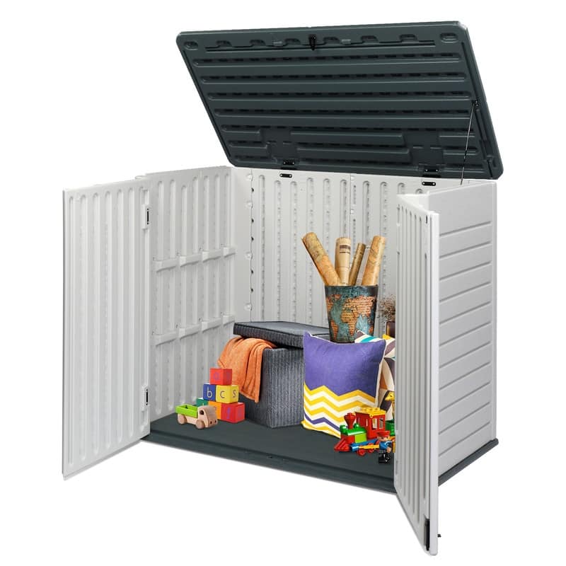 Gray White HDPE Water-Resistant Outdoor Deck Box