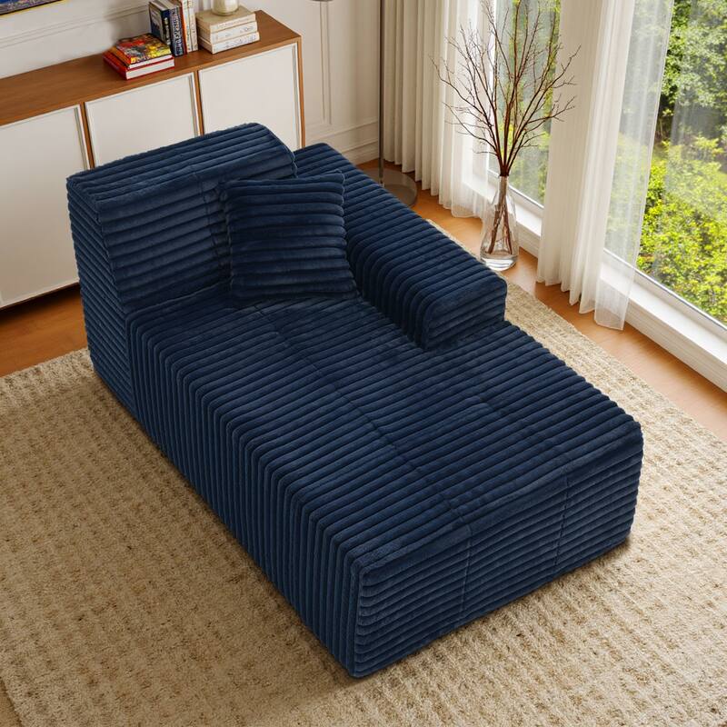 32" W No Assembly Required Plush Corduroy Chaise