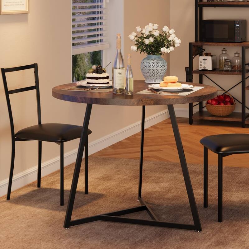 Dining Table Set for 2 with Upholstered Chairs, Kitchen Table and Chairs for 2, 3 Piece Dining Room Table Set - Brown