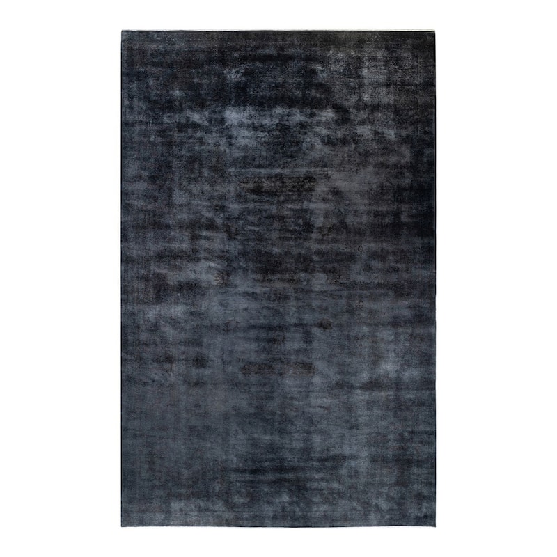 Overton Handknotted Wool Vintage Inspired Contemporary Overdyed Gray Area Rug - 14' 10" x 9' 4"