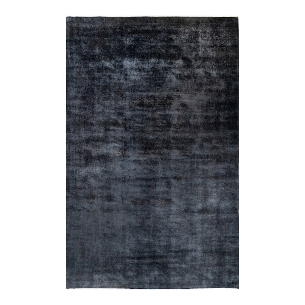 Overton Handknotted Wool Vintage Inspired Contemporary Overdyed Gray Area Rug - 14' 10" x 9' 4"