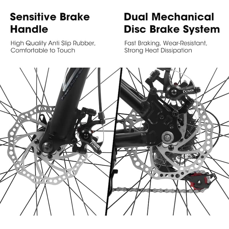 27 Inch Mountain Cycling Bike Aluminum Frame, 21 Speed City Road Commuting Bicycle w/Suspension Fork & Disc Brake for Kids Teens