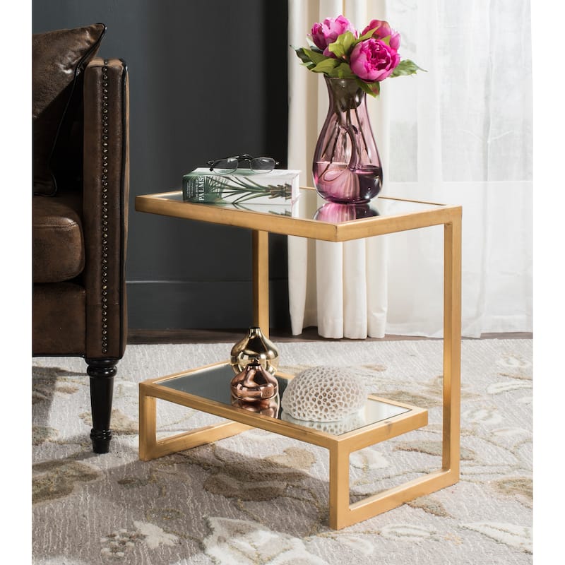 SAFAVIEH Treasures Cherie Gold/ Mirror Top Accent Table - 19.7" x 13.7" x 21.5" - 20Wx14Dx22H - Gold/Mirror