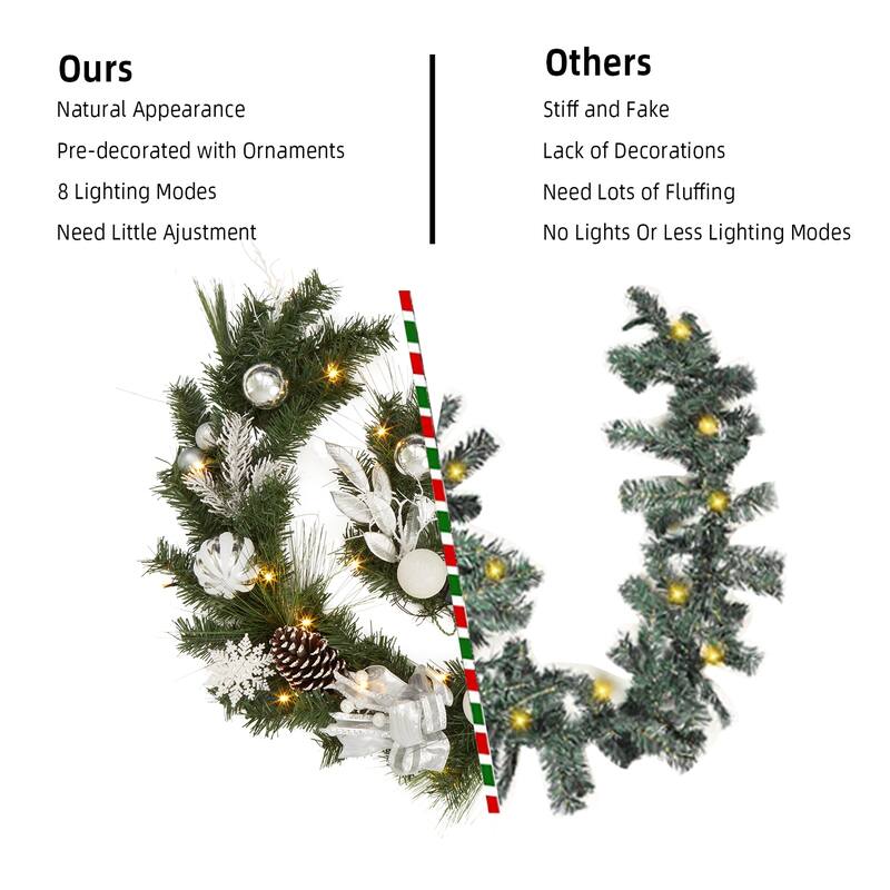 6ft Festive Decor Battery Operated Pre-Lit Christmas Garland - N/A