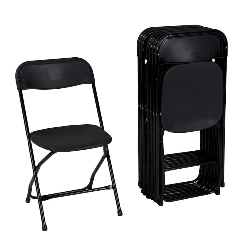 ZOWN Premium Commercial Plastic Stacking Indoor/Outdoor Folding Chair, 8-Pack - Black