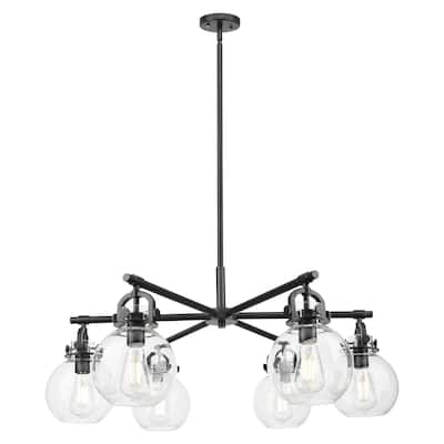Innovations Lighting Downtown Urban - Newton Sphere - 6 Light 26" Stem Hung Arched-Frame Chandelier