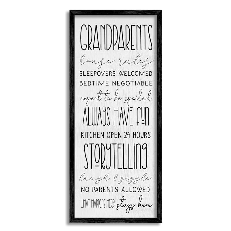 Stupell Grandparents House Rules Fun Rustic Family Sign Framed Wall Art - Black