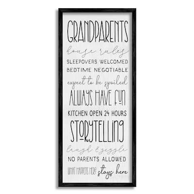 Stupell Grandparents House Rules Fun Rustic Family Sign Framed Wall Art - Black