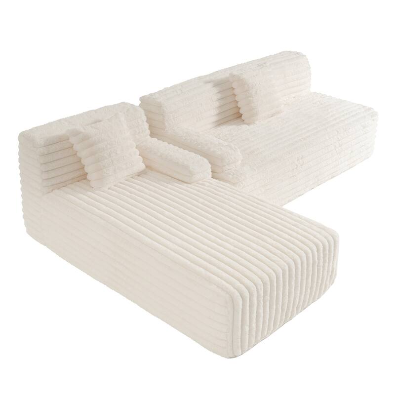 Sectional Upholstered Sofa with Convertible Upholstered Chair