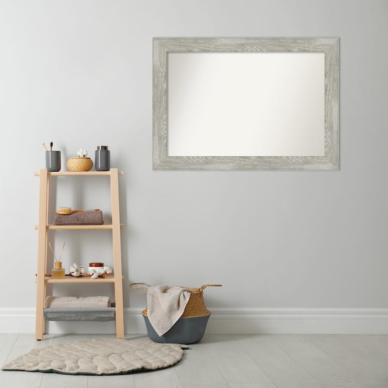 Non-Beveled Bathroom Wall Mirror - Dove Greywash Frame