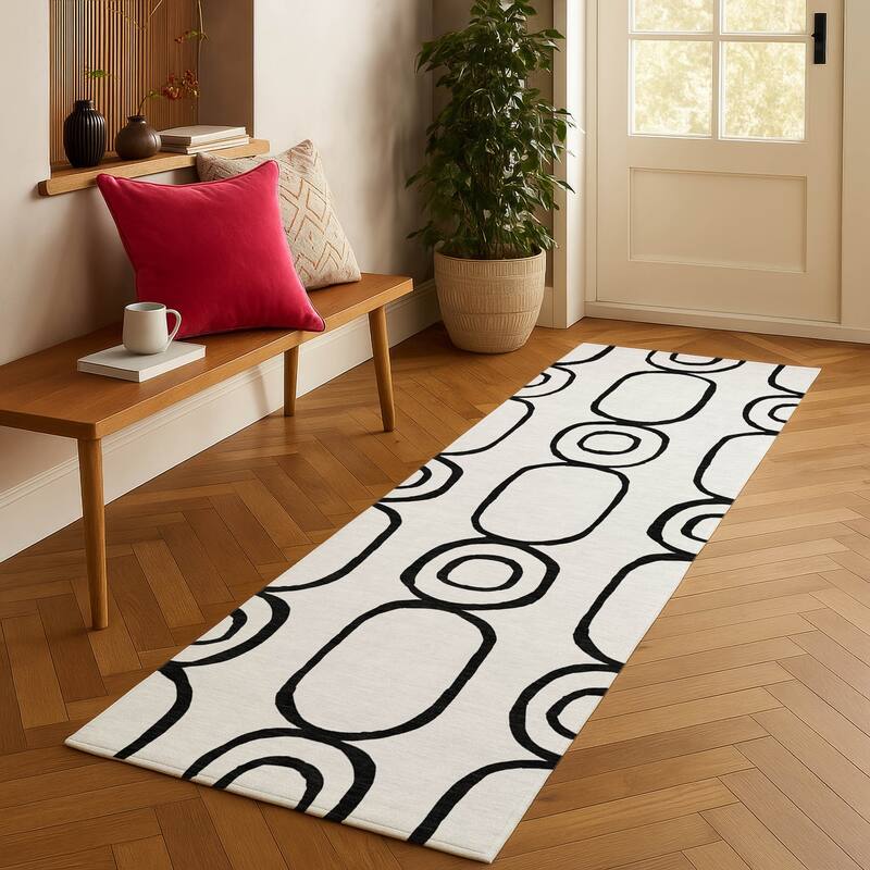 Machine Washable Indoor/ Outdoor Modern Vibe Chantille Rug
