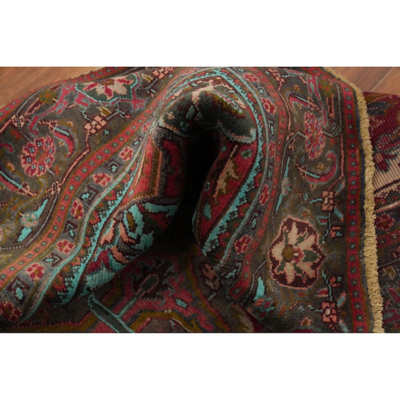 Hand Knotted Oriental 100% Wool Carpet Traditional Floral Red Heriz Area Rug - 8' 9'' X 6' 8''
