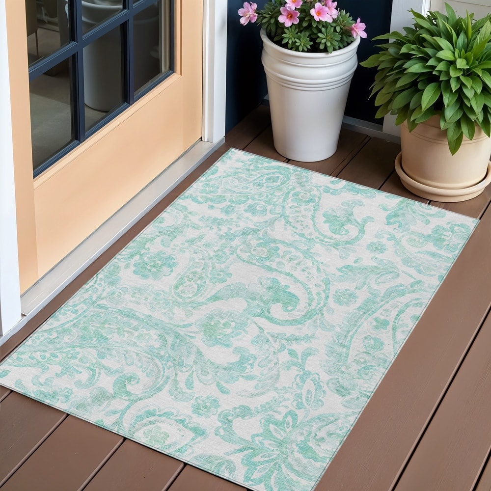 HomeRoots Paisley Transitional Rectangle Outdoor Rug