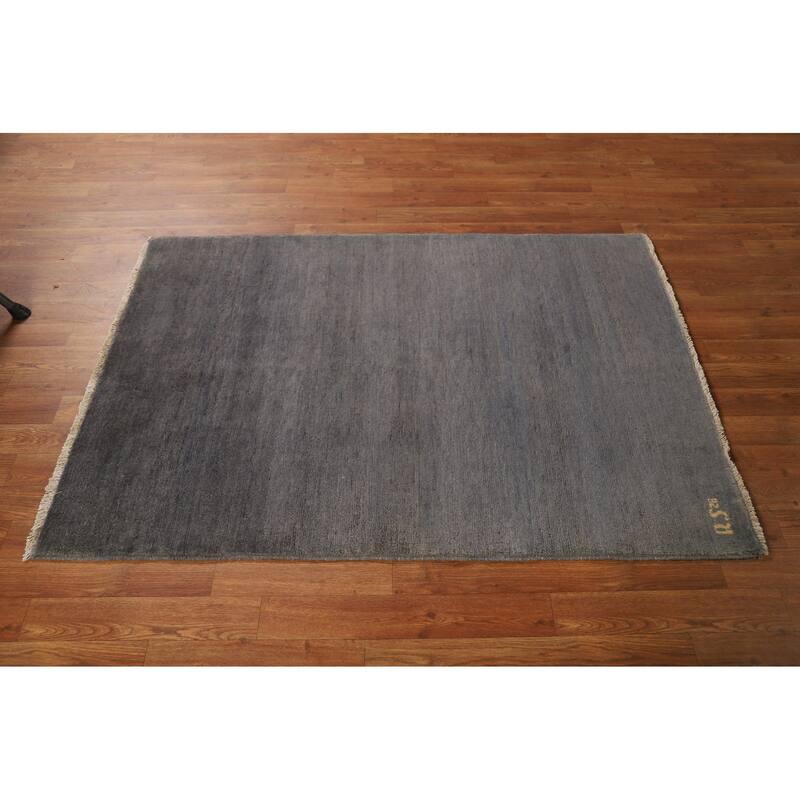 Gray & Blue Gabbeh Modern Foyer Rug Handmade Wool Carpet - 3'5"x 4'10"