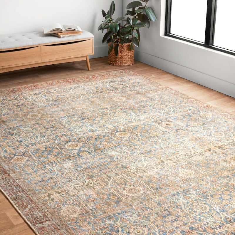 Alexander Home Victoria Bohemian Sky Vintage Area Rug - 2'-0" x 5'-0" - ocean / rust - Runner/Rectangle