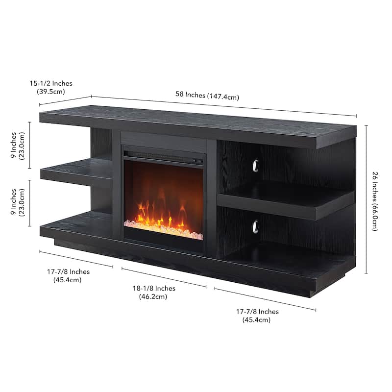 Maya Rectangular TV Stand with Crystal Fireplace for TV's up to 65"