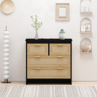 Versatile 4-Drawer Rattan Cabinet