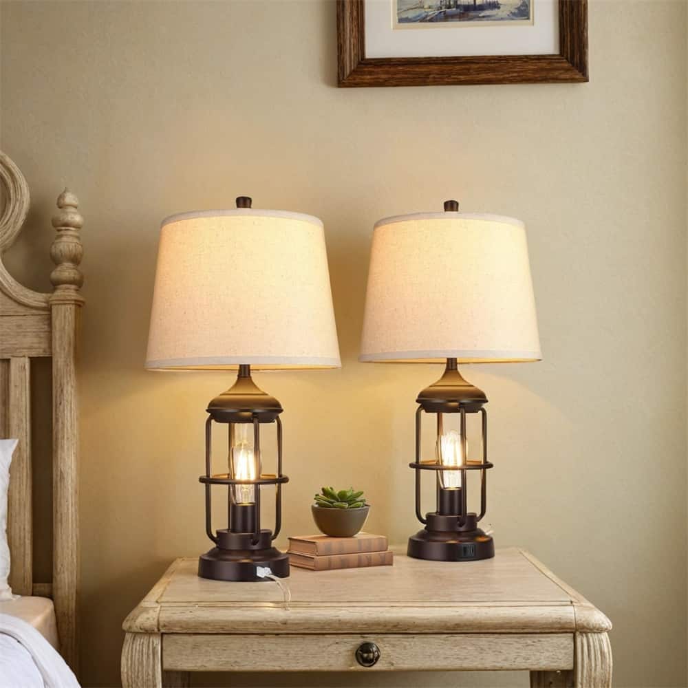 Table Lamp w/USB Ports,Touch Control 3-Way Dimmable Bedside Lamp,2CPS